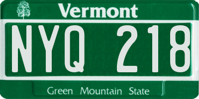 VT license plate NYQ218