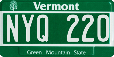 VT license plate NYQ220
