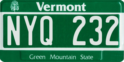 VT license plate NYQ232