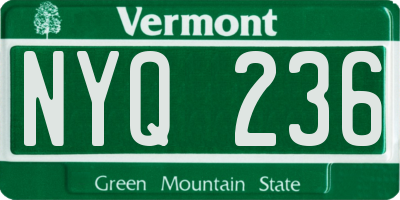 VT license plate NYQ236