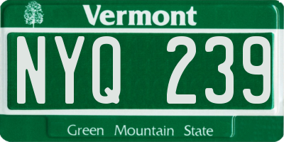 VT license plate NYQ239