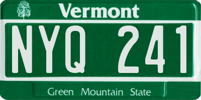 VT license plate NYQ241