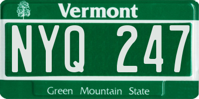 VT license plate NYQ247