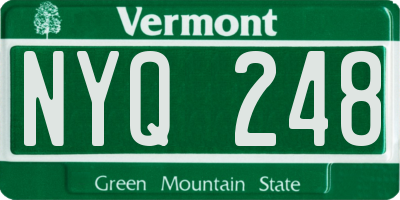 VT license plate NYQ248