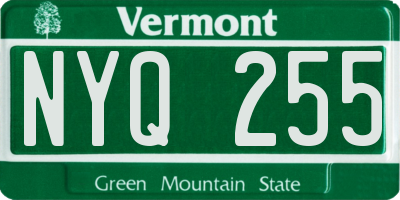 VT license plate NYQ255