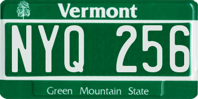 VT license plate NYQ256