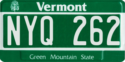 VT license plate NYQ262