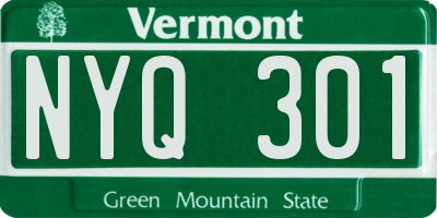 VT license plate NYQ301