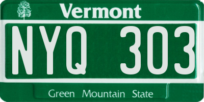 VT license plate NYQ303