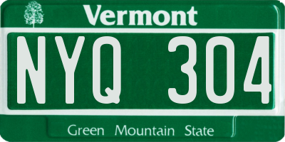 VT license plate NYQ304