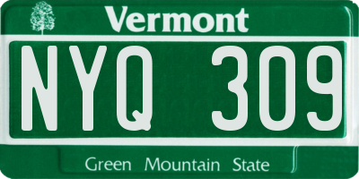 VT license plate NYQ309