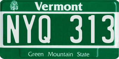 VT license plate NYQ313