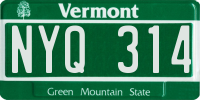 VT license plate NYQ314