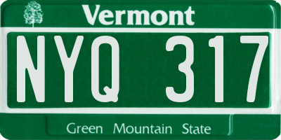 VT license plate NYQ317