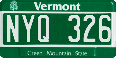 VT license plate NYQ326