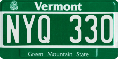 VT license plate NYQ330