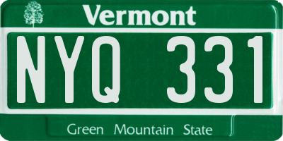 VT license plate NYQ331