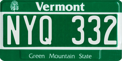 VT license plate NYQ332