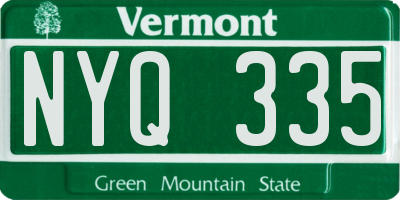 VT license plate NYQ335