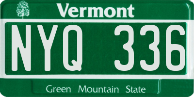 VT license plate NYQ336