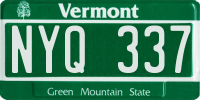 VT license plate NYQ337