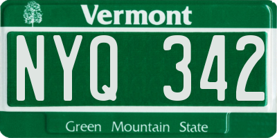 VT license plate NYQ342