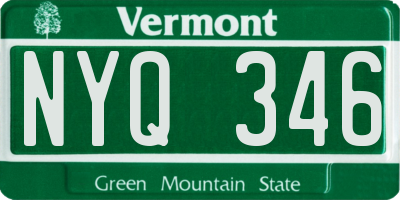 VT license plate NYQ346