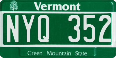 VT license plate NYQ352