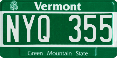 VT license plate NYQ355