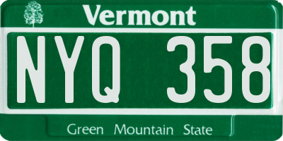 VT license plate NYQ358
