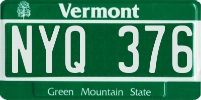 VT license plate NYQ376