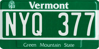 VT license plate NYQ377