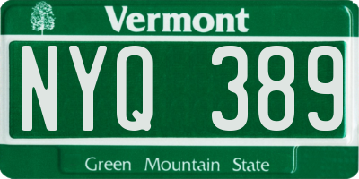 VT license plate NYQ389