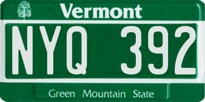 VT license plate NYQ392