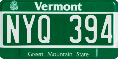 VT license plate NYQ394