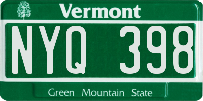 VT license plate NYQ398