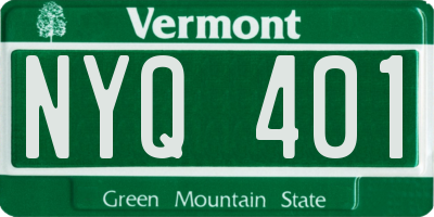VT license plate NYQ401