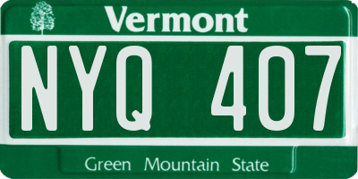 VT license plate NYQ407