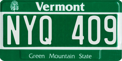 VT license plate NYQ409