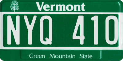 VT license plate NYQ410