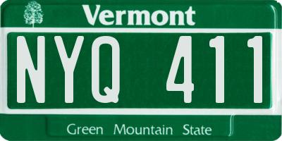VT license plate NYQ411