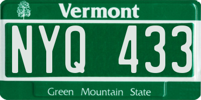 VT license plate NYQ433