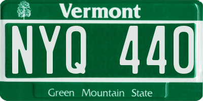 VT license plate NYQ440