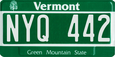 VT license plate NYQ442
