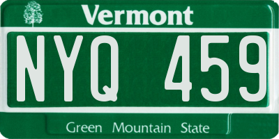 VT license plate NYQ459