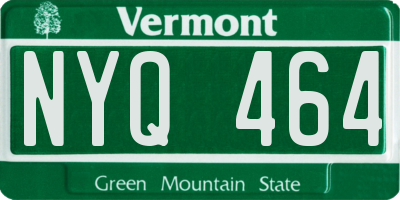 VT license plate NYQ464