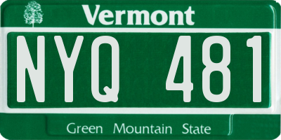 VT license plate NYQ481