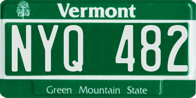 VT license plate NYQ482
