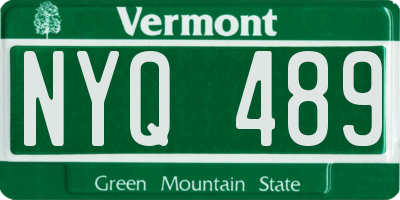 VT license plate NYQ489