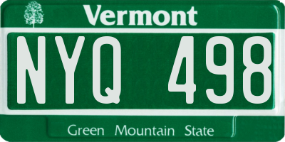 VT license plate NYQ498